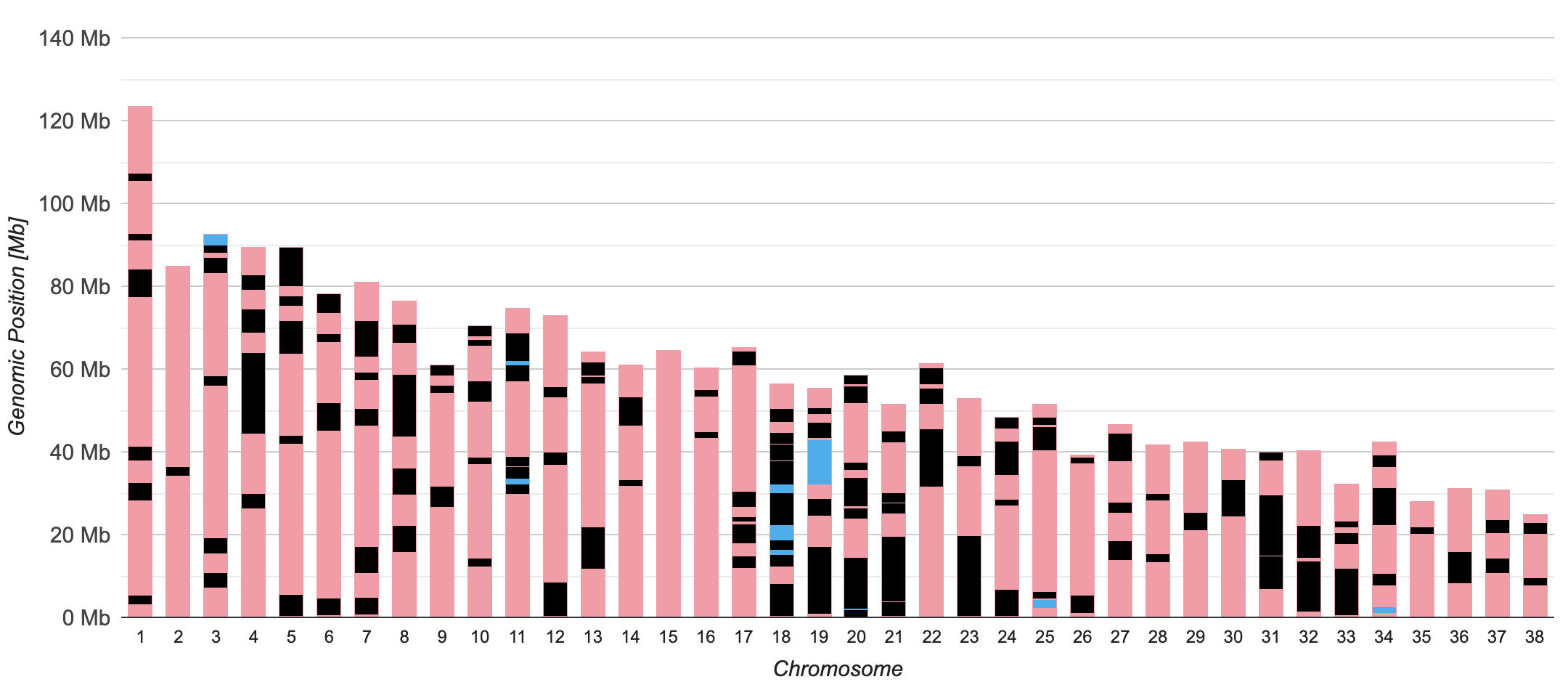 ROH-Profil Hundegeschwister 2 – GIK 27 % ROH-Profil von Hundegeschwister 2 mit abweichendem Muster reinerbiger ROH-Abschnitte bei gleichem GIK 27 %